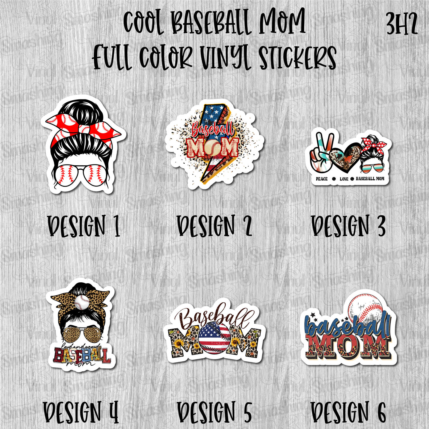 Cool Baseball Mom - Full Color Vinyl Stickers (SHIPS IN 3-7 BUS DAYS)