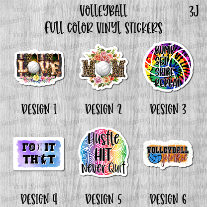 Volleyball - Full Color Vinyl Stickers (SHIPS IN 3-7 BUS DAYS)