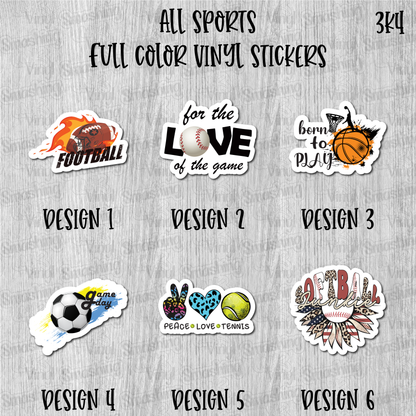 All Sports - Full Color Vinyl Stickers (SHIPS IN 3-7 BUS DAYS)