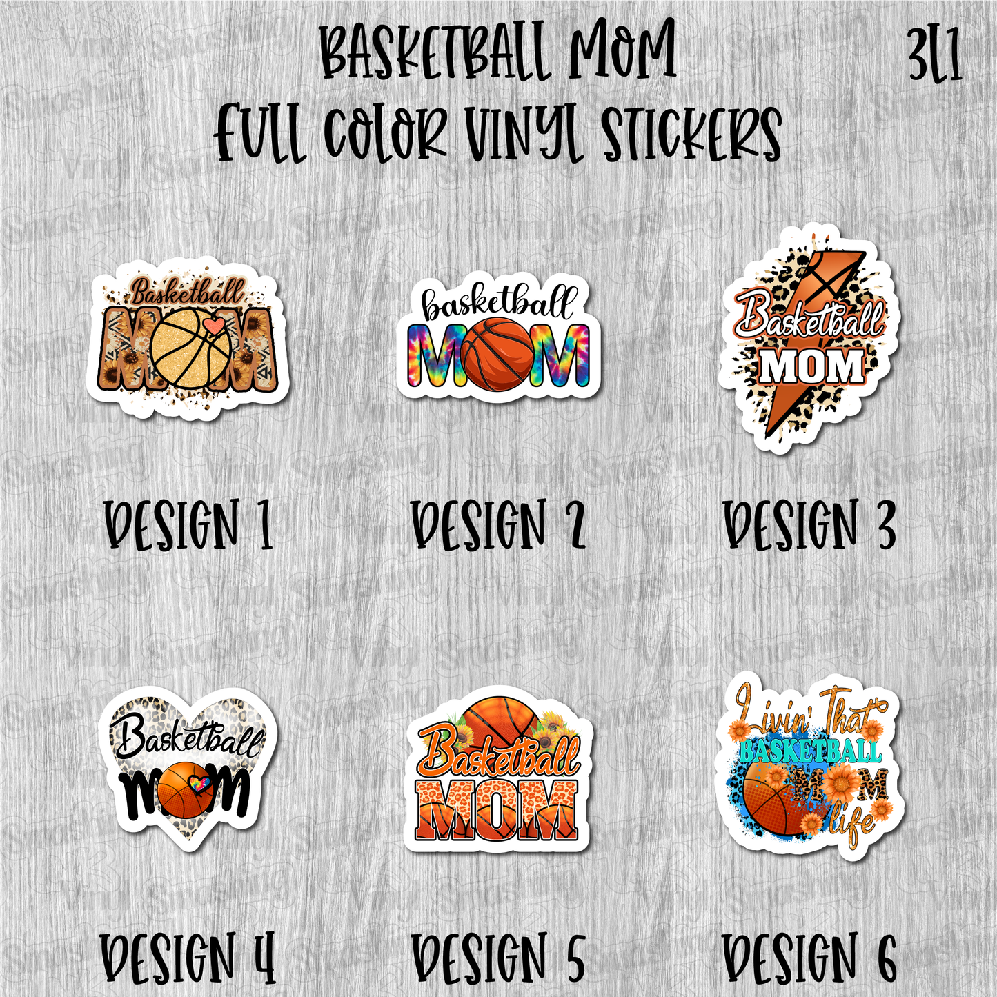 Basketball Mom- Full Color Vinyl Stickers (SHIPS IN 3-7 BUS DAYS)
