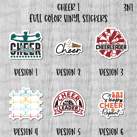 Cheer 1 - Full Color Vinyl Stickers (SHIPS IN 3-7 BUS DAYS)