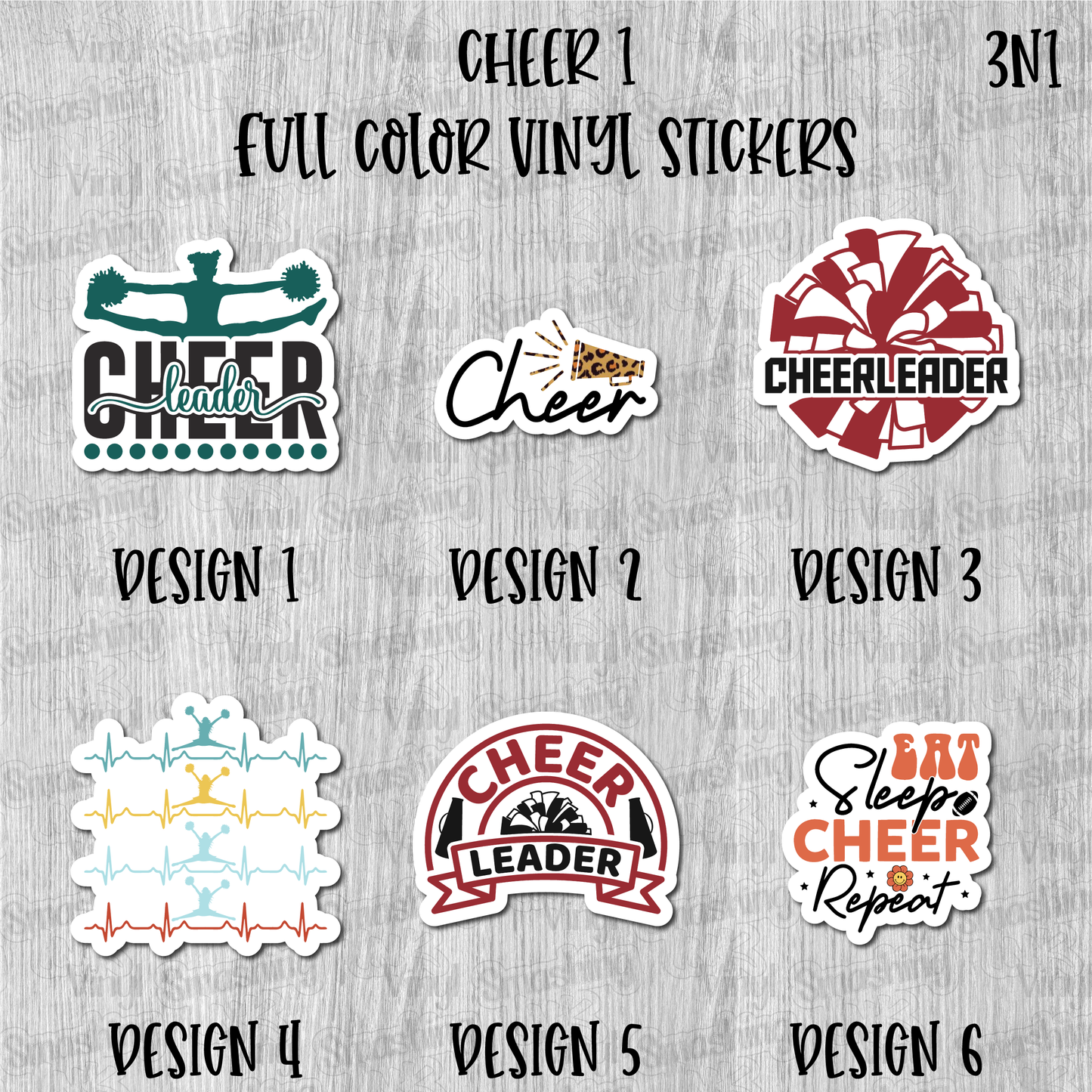 Cheer 1 - Full Color Vinyl Stickers (SHIPS IN 3-7 BUS DAYS)