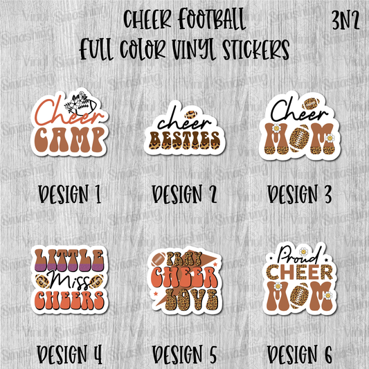 Cheer Football - Full Color Vinyl Stickers (SHIPS IN 3-7 BUS DAYS)