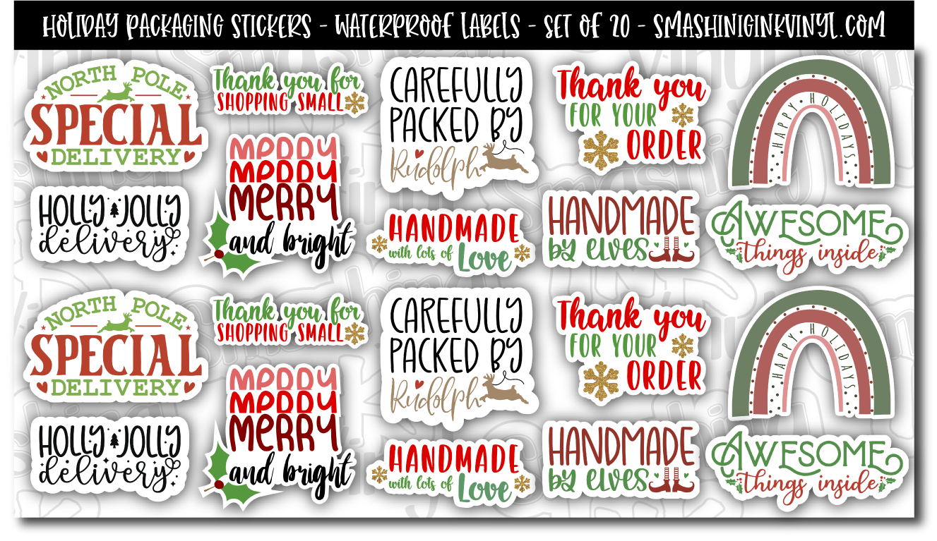 Holiday Themed - Packaging Labels (SHIPS IN 3-7 BUS DAYS)