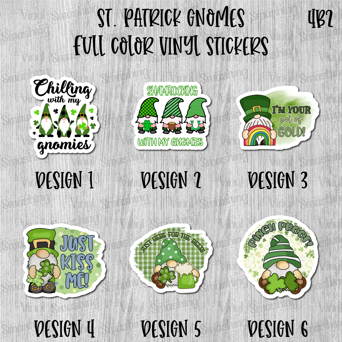 St. Patrick Gnomes - Full Color Vinyl Stickers (SHIPS IN 3-7 BUS DAYS)