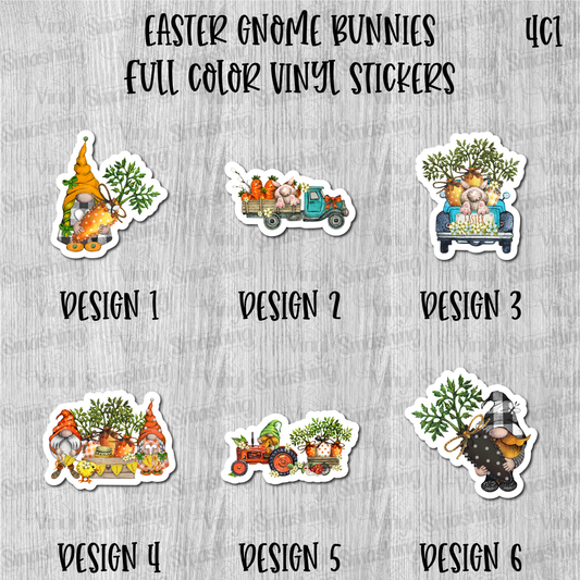 Easter Gnome Bunnies - Full Color Vinyl Stickers (SHIPS IN 3-7 BUS DAYS)
