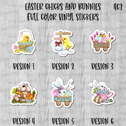 Easter Chicks And Bunnies - Full Color Vinyl Stickers (SHIPS IN 3-7 BUS DAYS)
