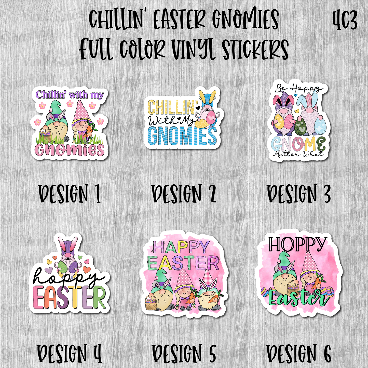 Chillin' Easter Gnomies - Full Color Vinyl Stickers (SHIPS IN 3-7 BUS DAYS)