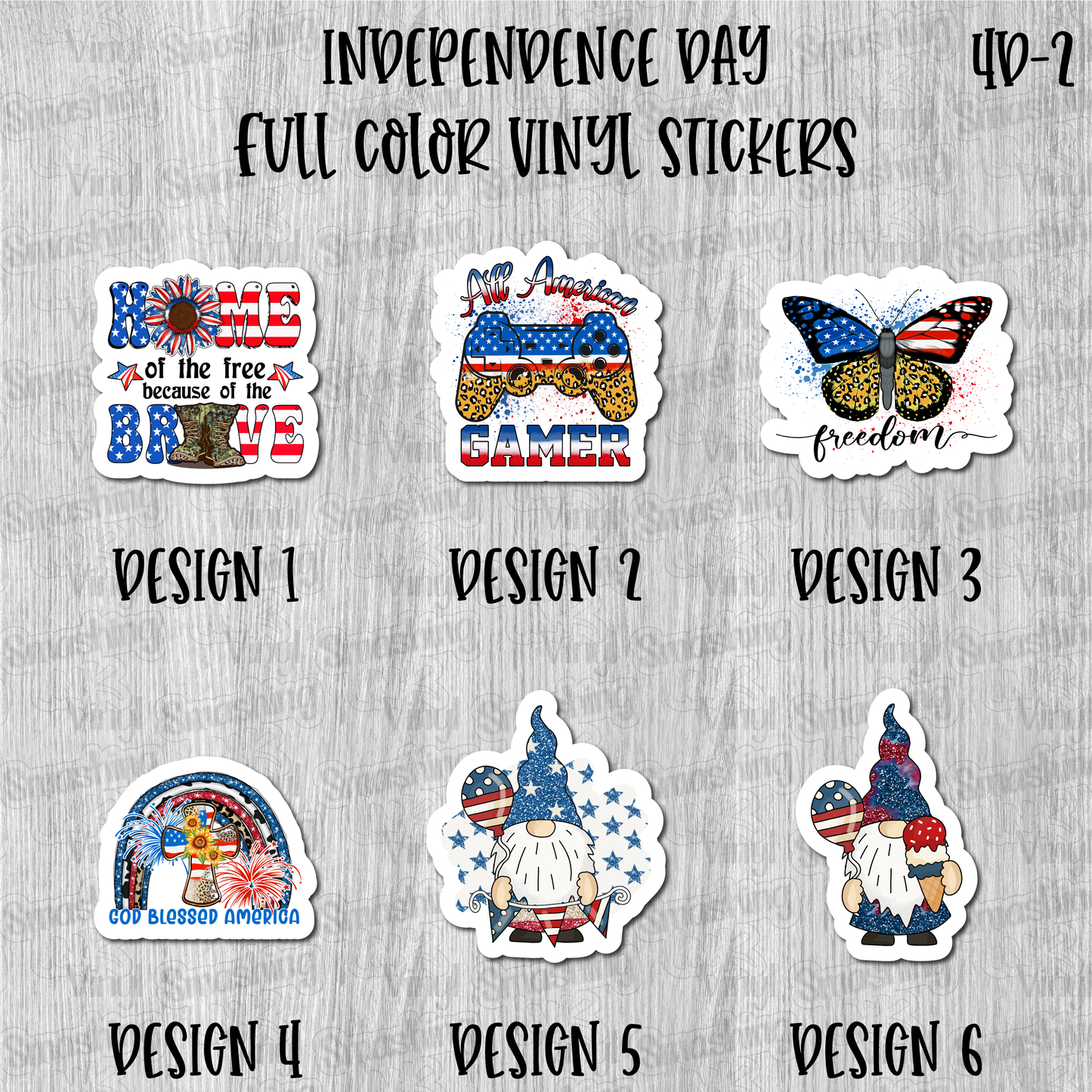 Independence Day - Full Color Vinyl Stickers (SHIPS IN 3-7 BUS DAYS)
