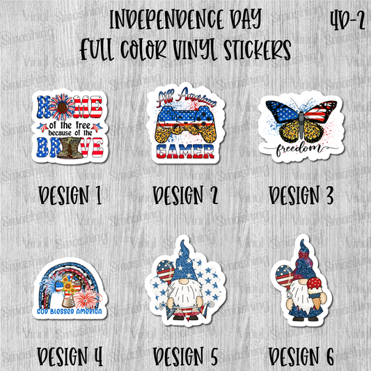 Independence Day - Full Color Vinyl Stickers (SHIPS IN 3-7 BUS DAYS)
