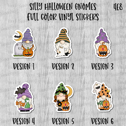 Silly Halloween Gnomes - Full Color Vinyl Stickers (SHIPS IN 3-7 BUS DAYS)