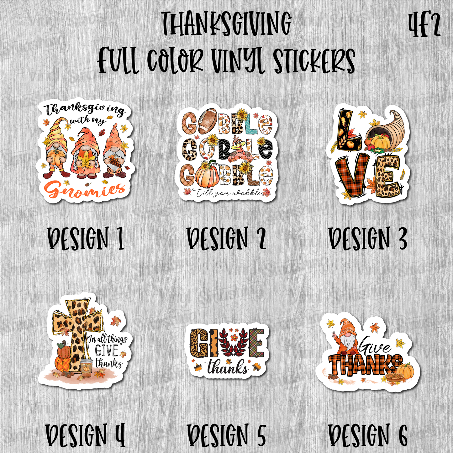 Thanksgiving - Full Color Vinyl Stickers (SHIPS IN 3-7 BUS DAYS)