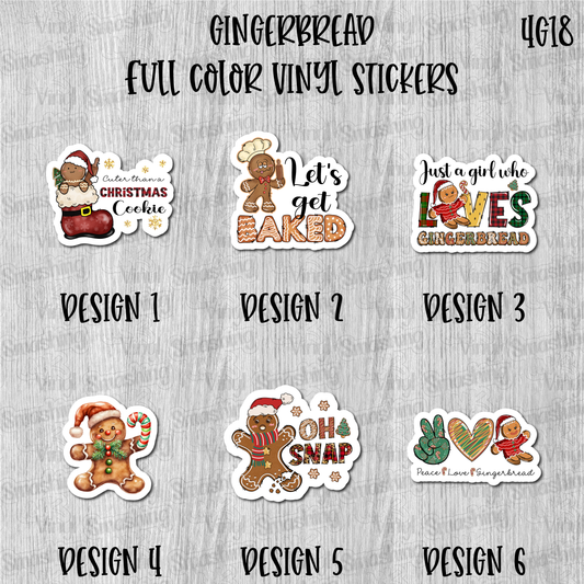 Gingerbread - Full Color Vinyl Stickers (SHIPS IN 3-7 BUS DAYS)