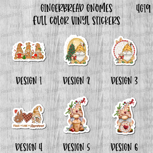 Gingerbread Gnomes - Full Color Vinyl Stickers (SHIPS IN 3-7 BUS DAYS)