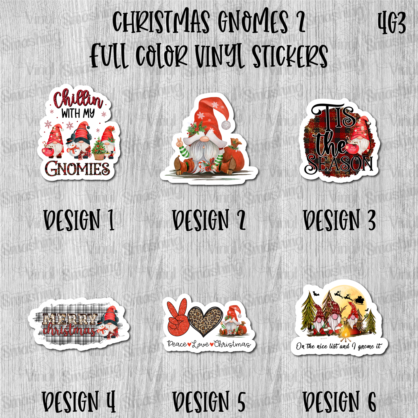 Christmas Gnomes 2 - Full Color Vinyl Stickers (SHIPS IN 3-7 BUS DAYS)