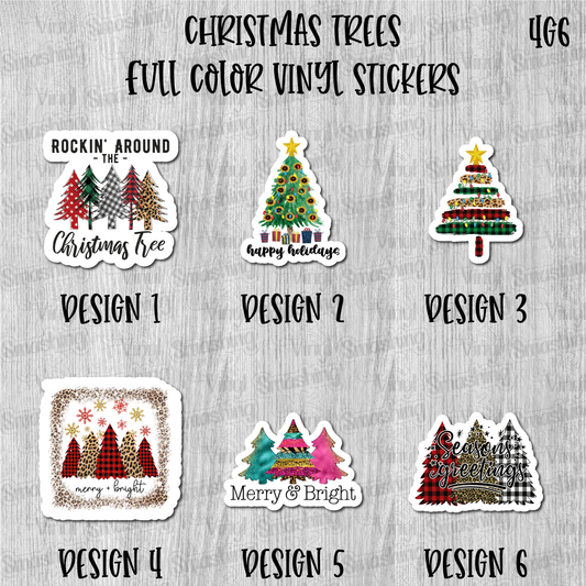 Christmas Trees - Full Color Vinyl Stickers (SHIPS IN 3-7 BUS DAYS)