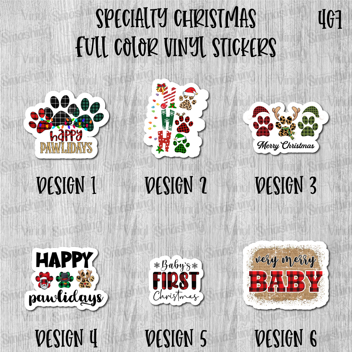 Specialty Christmas - Full Color Vinyl Stickers (SHIPS IN 3-7 BUS DAYS)