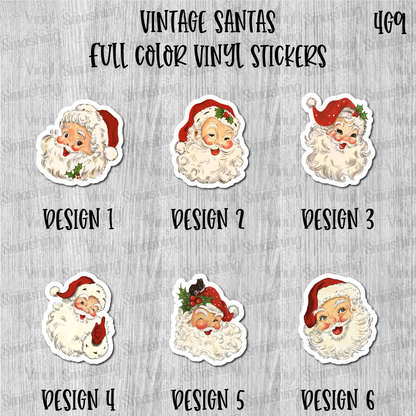 Vintage Santas - Full Color Vinyl Stickers (SHIPS IN 3-7 BUS DAYS)
