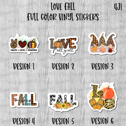 Love Fall - Full Color Vinyl Stickers (SHIPS IN 3-7 BUS DAYS)
