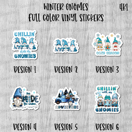Winter Gnomes - Full Color Vinyl Stickers (SHIPS IN 3-7 BUS DAYS)