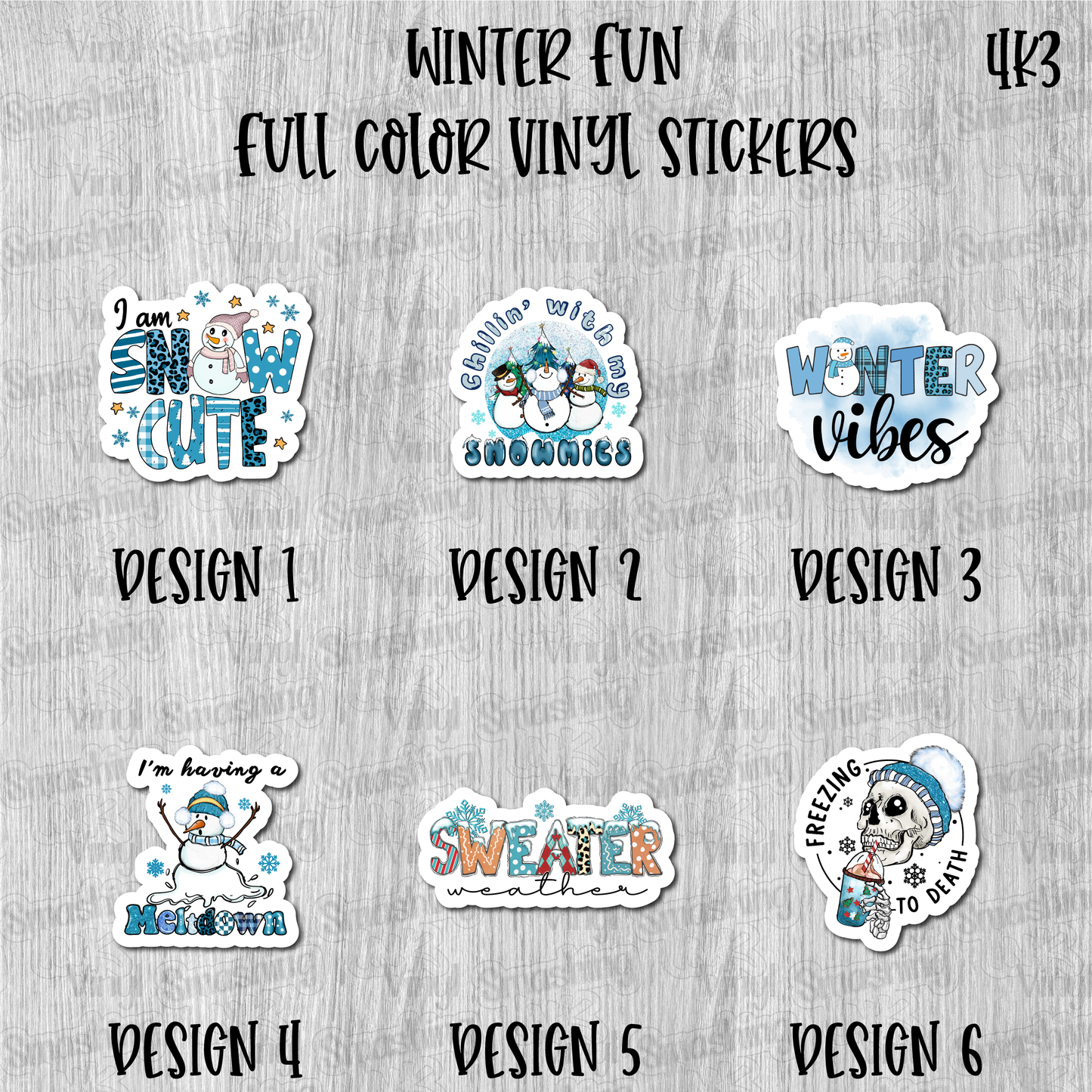 Winter Fun - Full Color Vinyl Stickers (SHIPS IN 3-7 BUS DAYS)