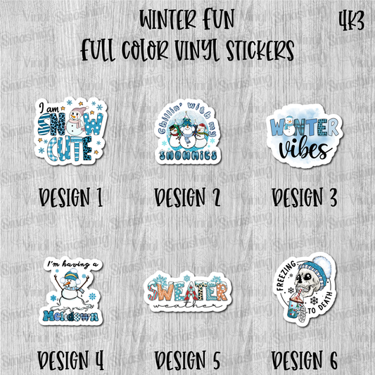Winter Fun - Full Color Vinyl Stickers (SHIPS IN 3-7 BUS DAYS)
