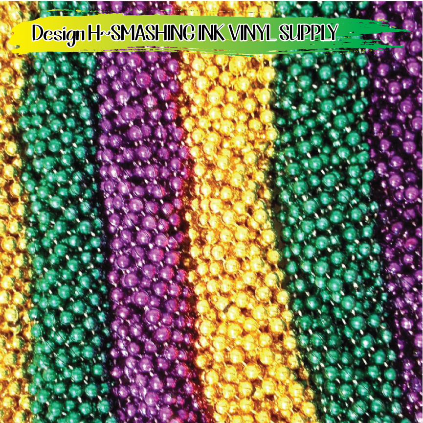 Mardi Gras Beads ★ Pattern Vinyl | Faux Leather | Sublimation (TAT 3 BUS DAYS)