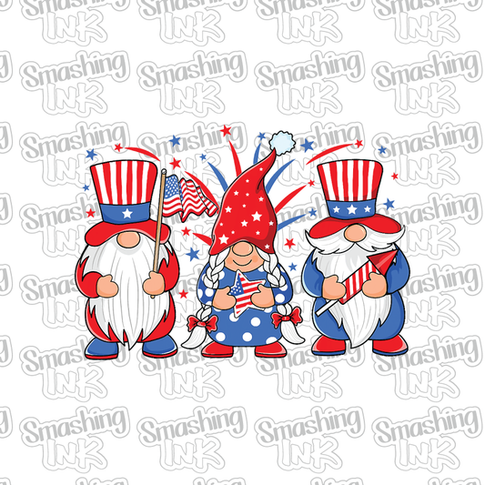 4th Of July Gnomes - Heat Transfer | DTF | Sublimation (TAT 3 BUS DAYS) [15F-2HTV]
