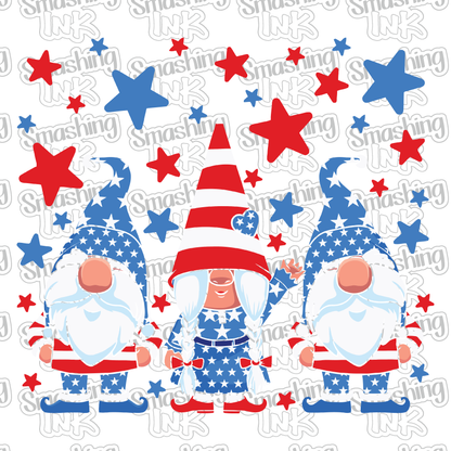 4th Of July Gnomes 2 - Heat Transfer | DTF | Sublimation (TAT 3 BUS DAYS) [15F-2HTV]