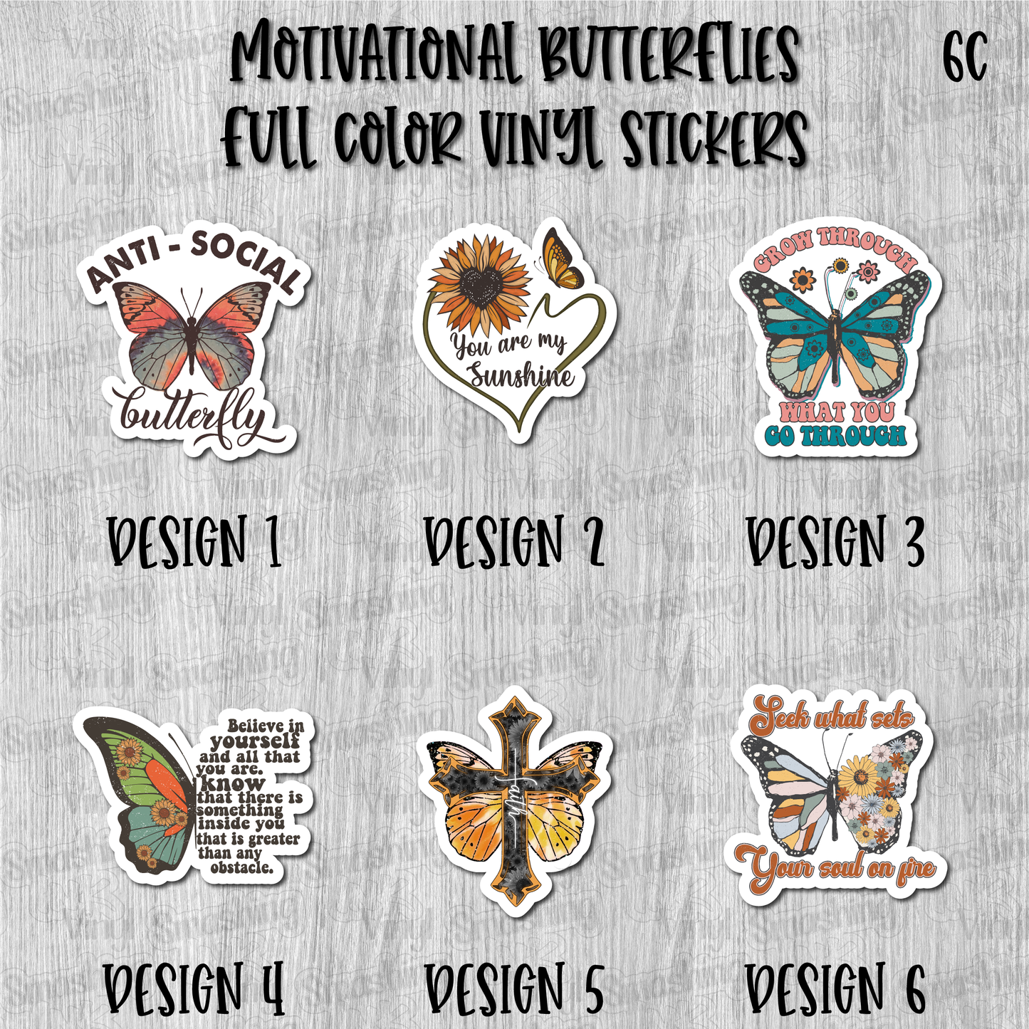 Motivational Butterflies - Full Color Vinyl Stickers (SHIPS IN 3-7 BUS DAYS)