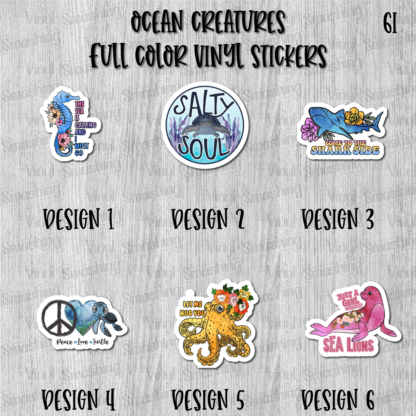 Ocean Creatures - Full Color Vinyl Stickers (SHIPS IN 3-7 BUS DAYS)