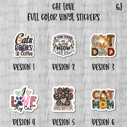 Cat Love - Full Color Vinyl Stickers (SHIPS IN 3-7 BUS DAYS)