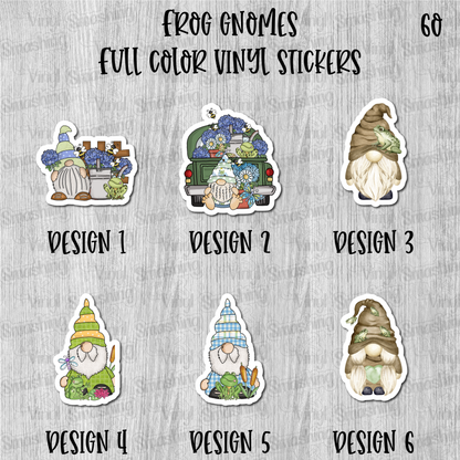 Frog Gnomes - Full Color Vinyl Stickers (SHIPS IN 3-7 BUS DAYS)