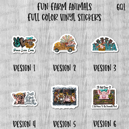 Fun Farm Animals - Full Color Vinyl Stickers (SHIPS IN 3-7 BUS DAYS)