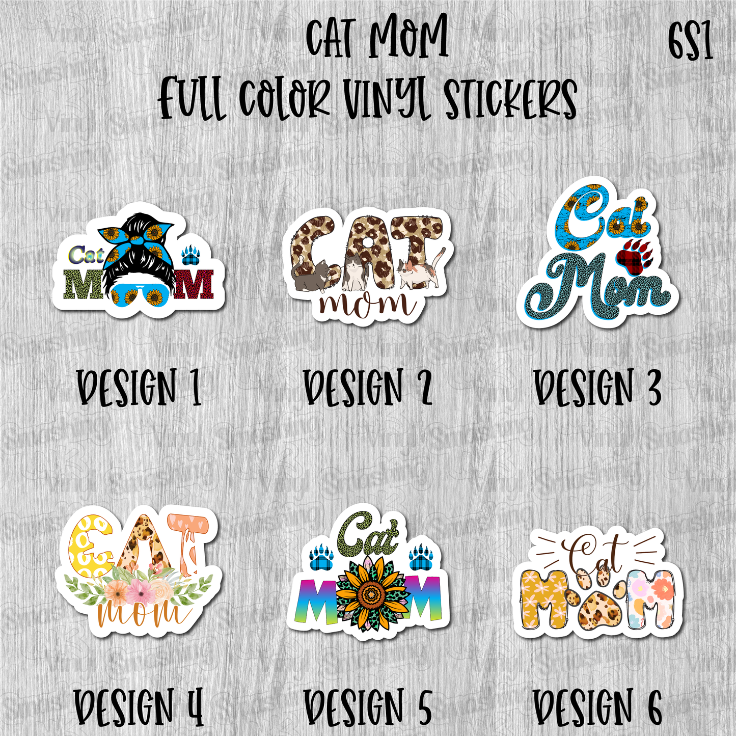 Cat Mom - Full Color Vinyl Stickers (SHIPS IN 3-7 BUS DAYS)