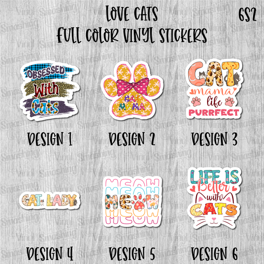 Love Cats - Full Color Vinyl Stickers (SHIPS IN 3-7 BUS DAYS)