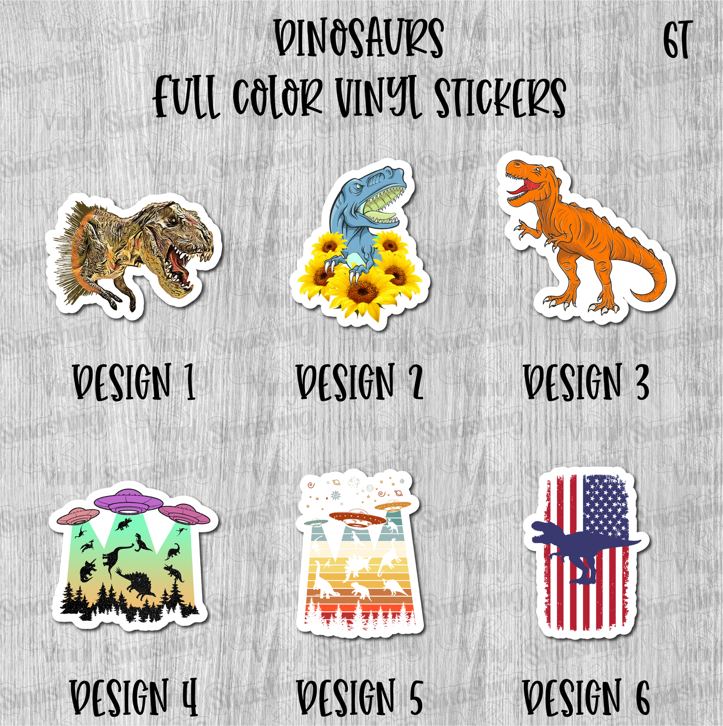 Dinosaurs - Full Color Vinyl Stickers (SHIPS IN 3-7 BUS DAYS)
