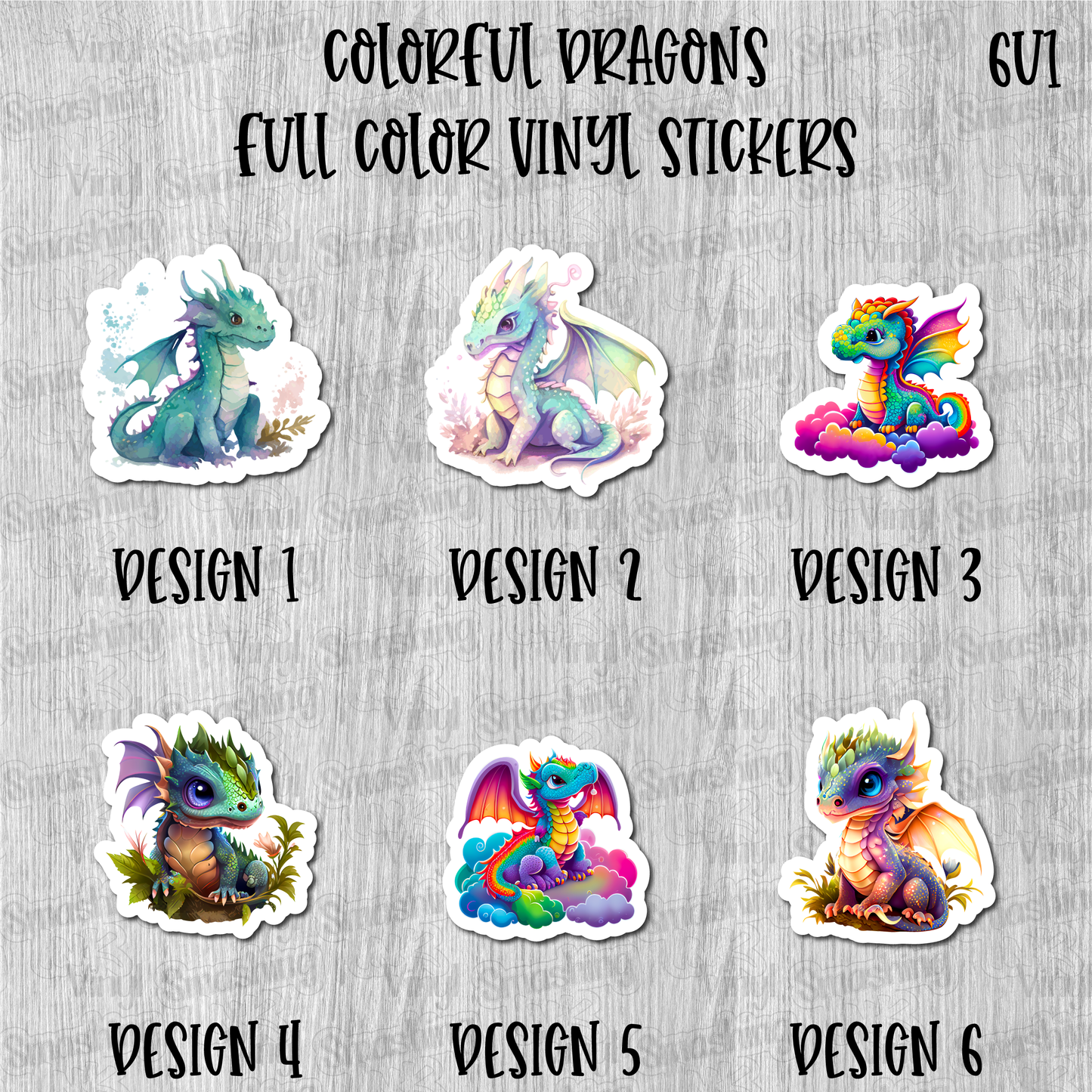 Colorful Dragons - Full Color Vinyl Stickers (SHIPS IN 3-7 BUS DAYS)