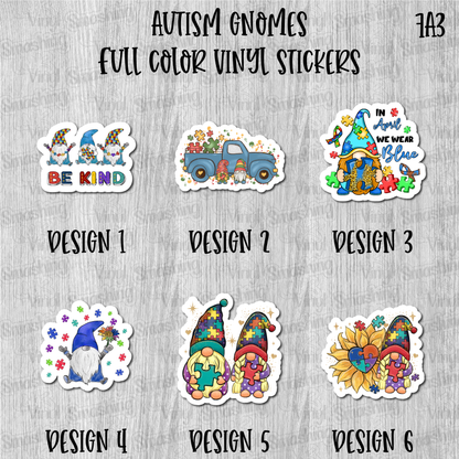 Autism Gnomes - Full Color Vinyl Stickers (SHIPS IN 3-7 BUS DAYS)