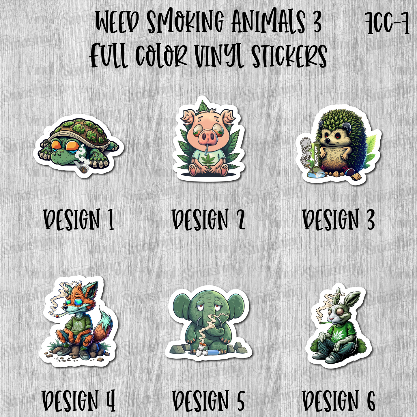 Weed Smoking Animals 3 - Full Color Vinyl Stickers (SHIPS IN 3-7 BUS DAYS)