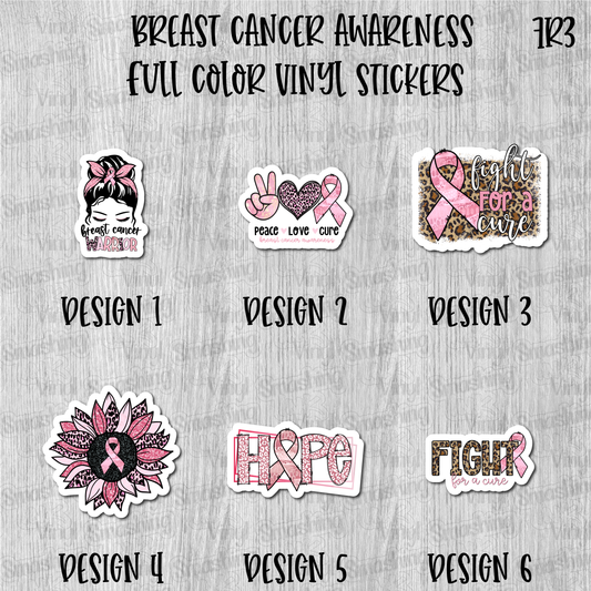 Breast Cancer Awareness - Full Color Vinyl Stickers (SHIPS IN 3-7 BUS DAYS)