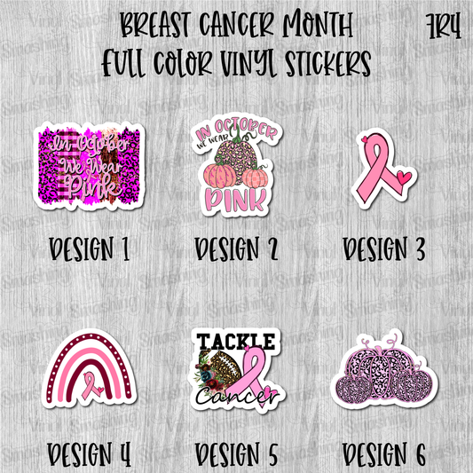 Breast Cancer Month - Full Color Vinyl Stickers (SHIPS IN 3-7 BUS DAYS)
