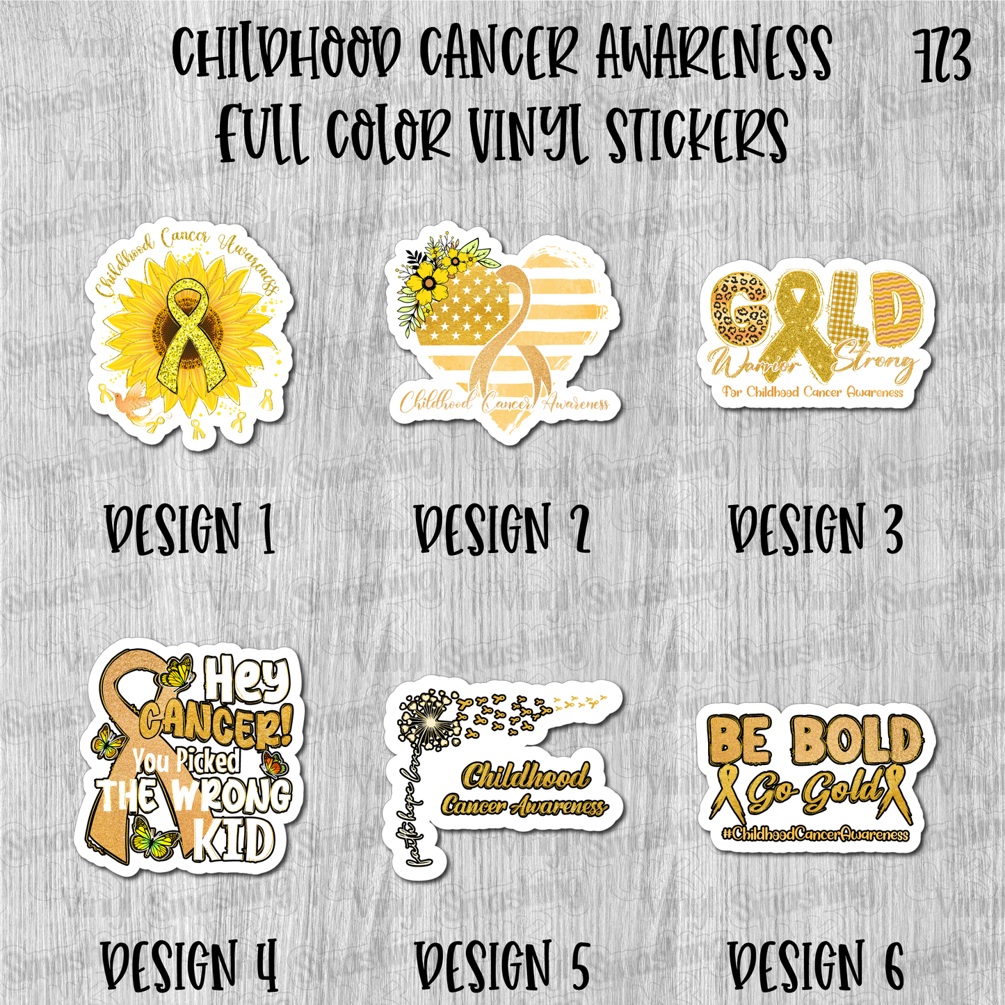 Childhood Cancer Awareness - Full Color Vinyl Stickers (SHIPS IN 3-7 BUS DAYS)