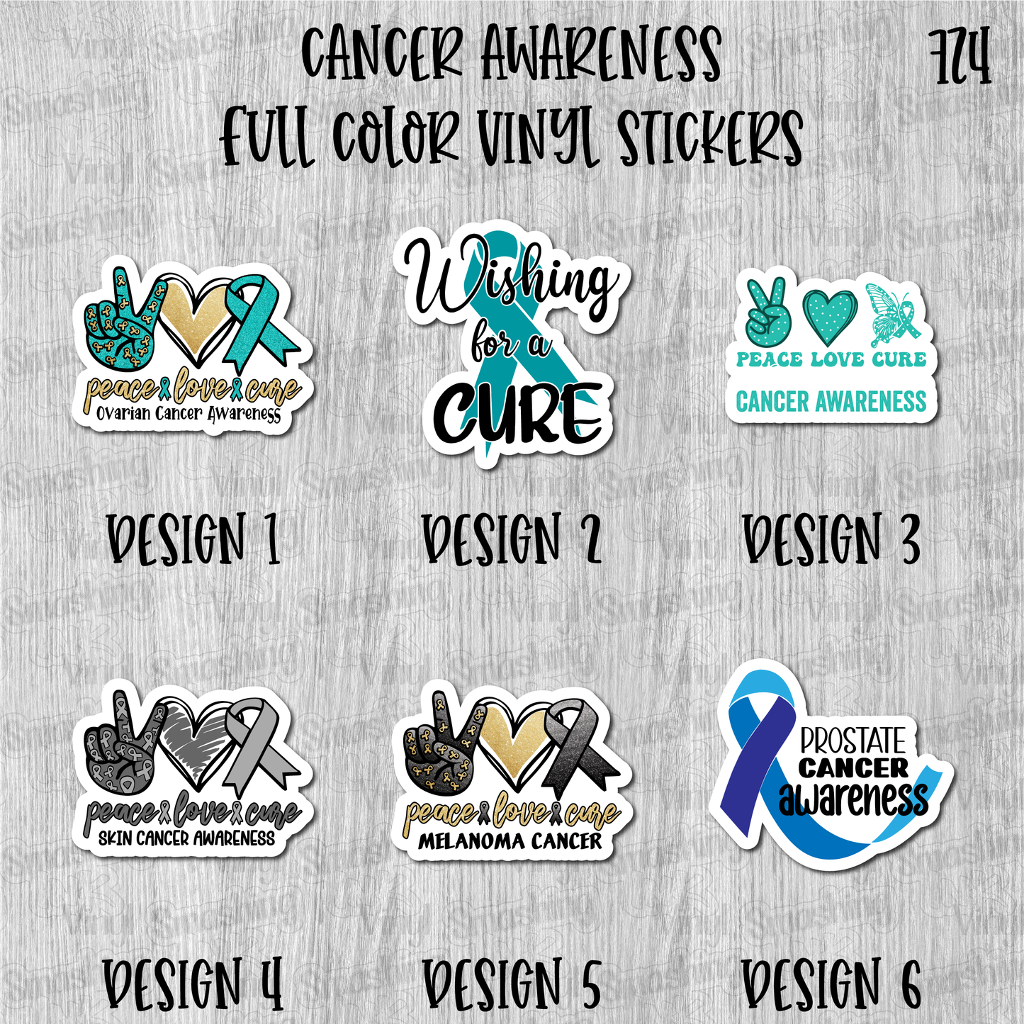 Cancer Awareness - Full Color Vinyl Stickers (SHIPS IN 3-7 BUS DAYS)