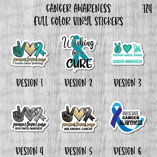 Cancer Awareness - Full Color Vinyl Stickers (SHIPS IN 3-7 BUS DAYS)