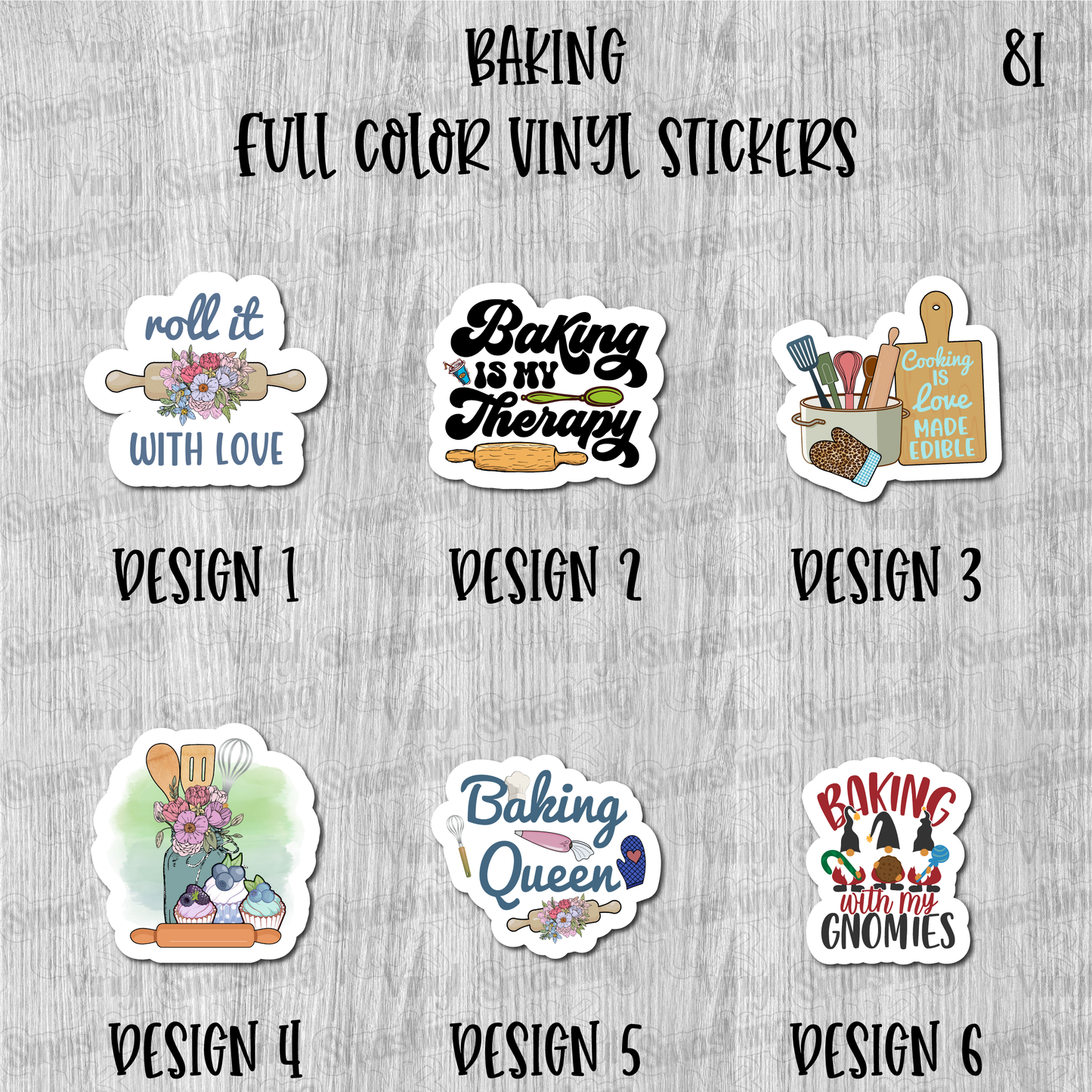 Baking - Full Color Vinyl Stickers (SHIPS IN 3-7 BUS DAYS)