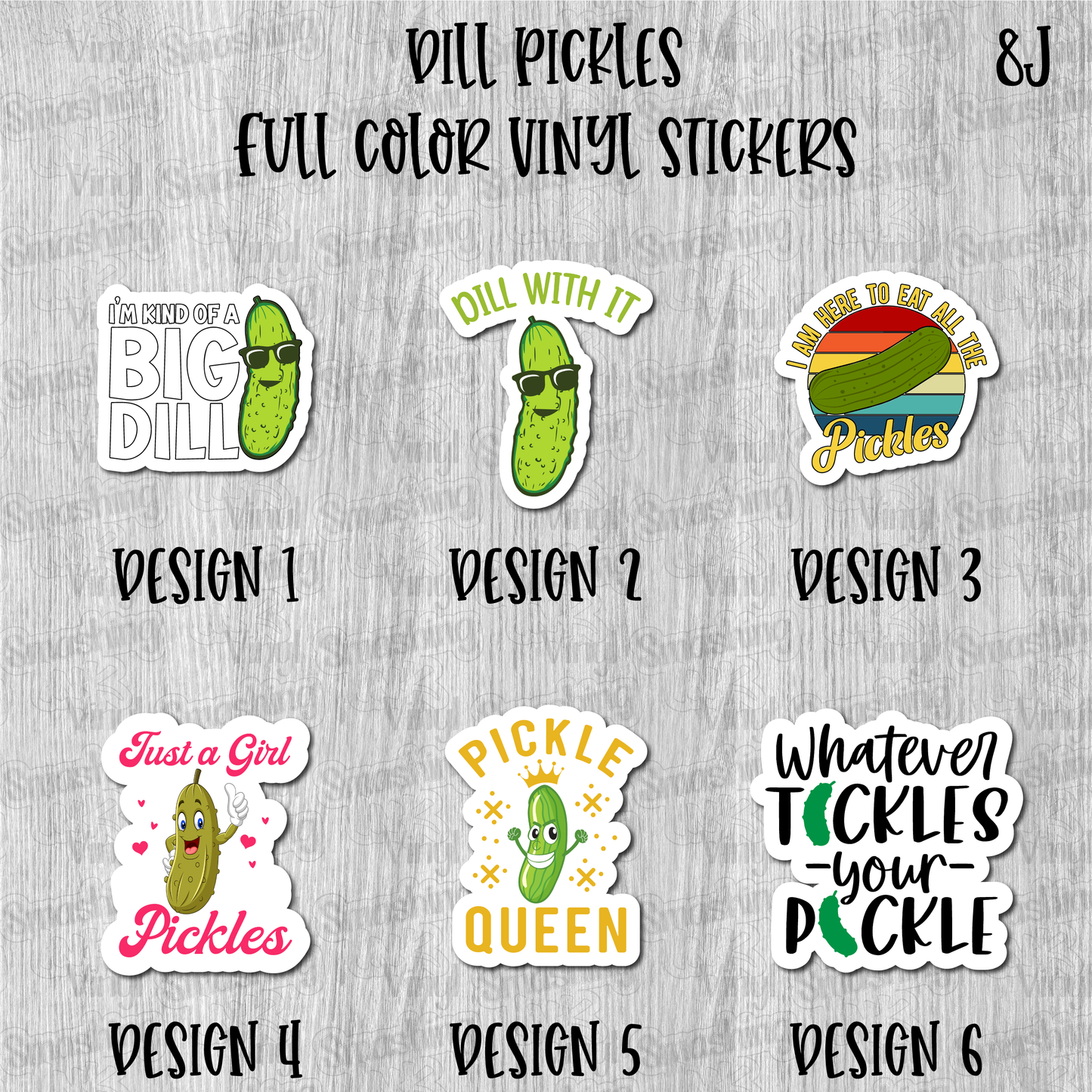 Dill Pickles - Full Color Vinyl Stickers (SHIPS IN 3-7 BUS DAYS)