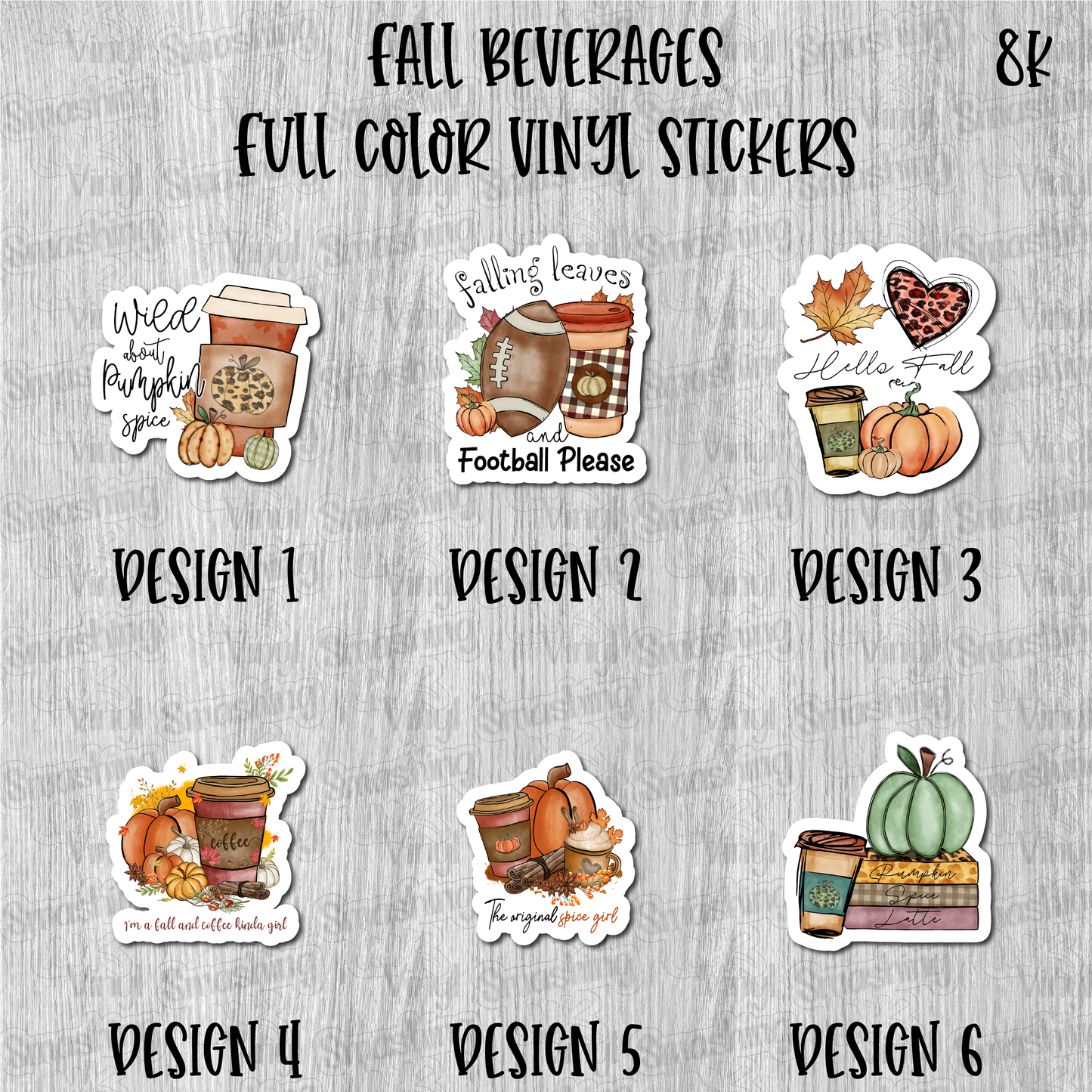 Fall Beverages - Full Color Vinyl Stickers (SHIPS IN 3-7 BUS DAYS)