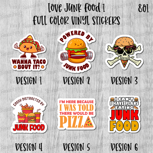 Love Junk Food 1 - Full Color Vinyl Stickers (SHIPS IN 3-7 BUS DAYS)