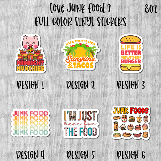 Love Junk Food 2 - Full Color Vinyl Stickers (SHIPS IN 3-7 BUS DAYS)